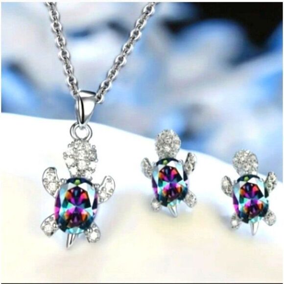 Stunning multicolor turtle shape jewelry set - Picture 1 of 6